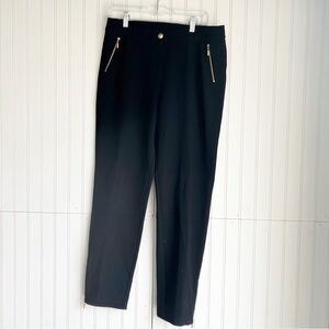 St. John Size 8 Black Gold Zipper Pants Trousers